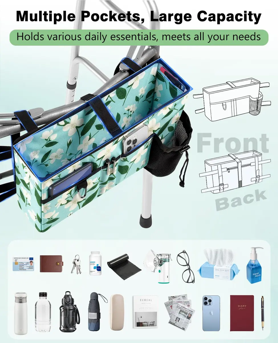Rhino Valley Walker Basket with Cup Holder | Foldable Walker Bag for Seniors - view 2