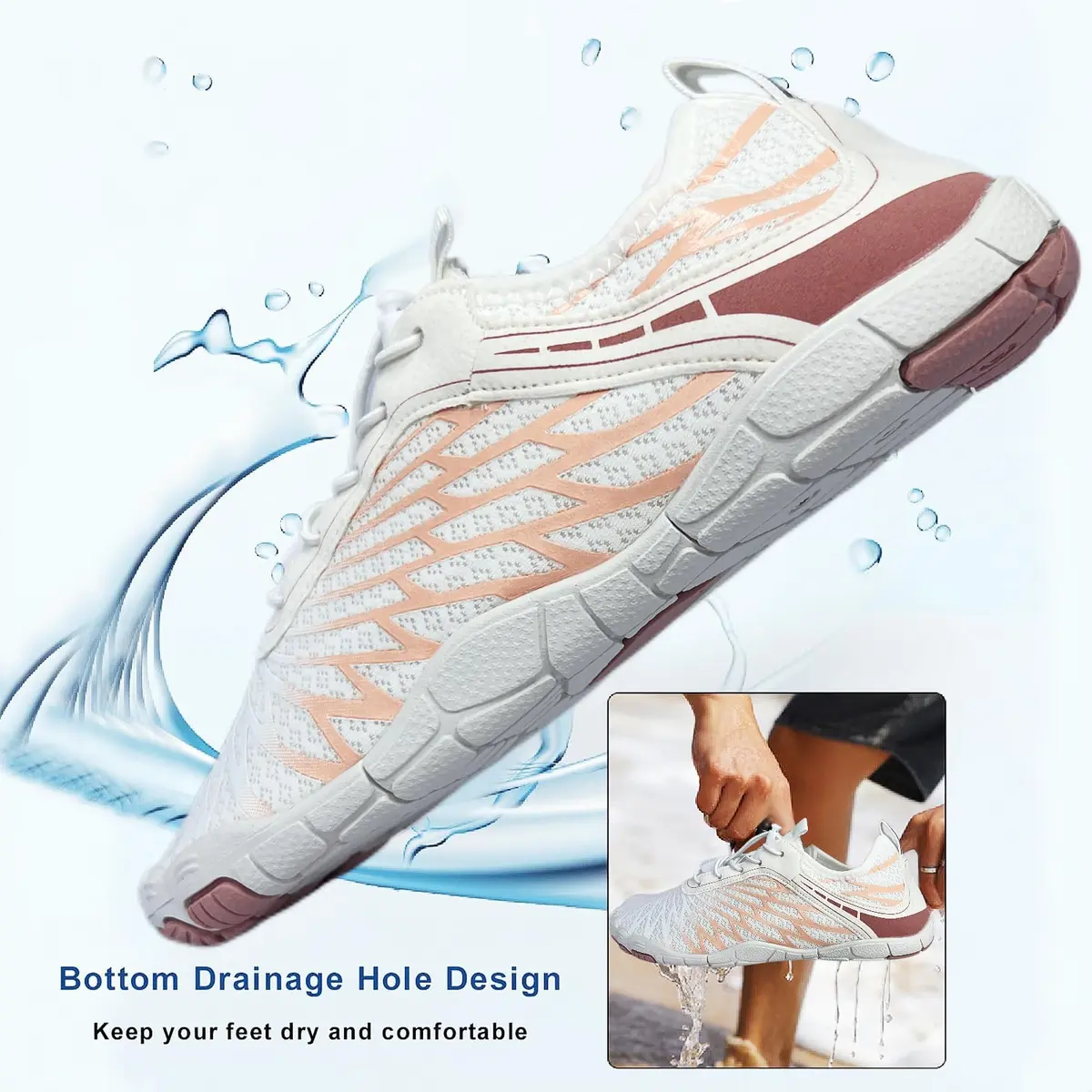 V OPXIN Barefoot Shoes for Women & Men, Wide Toe Box, Breathable Water Shoes | 23cm (9-9.5 Women/7-7.5 Men) - view 6