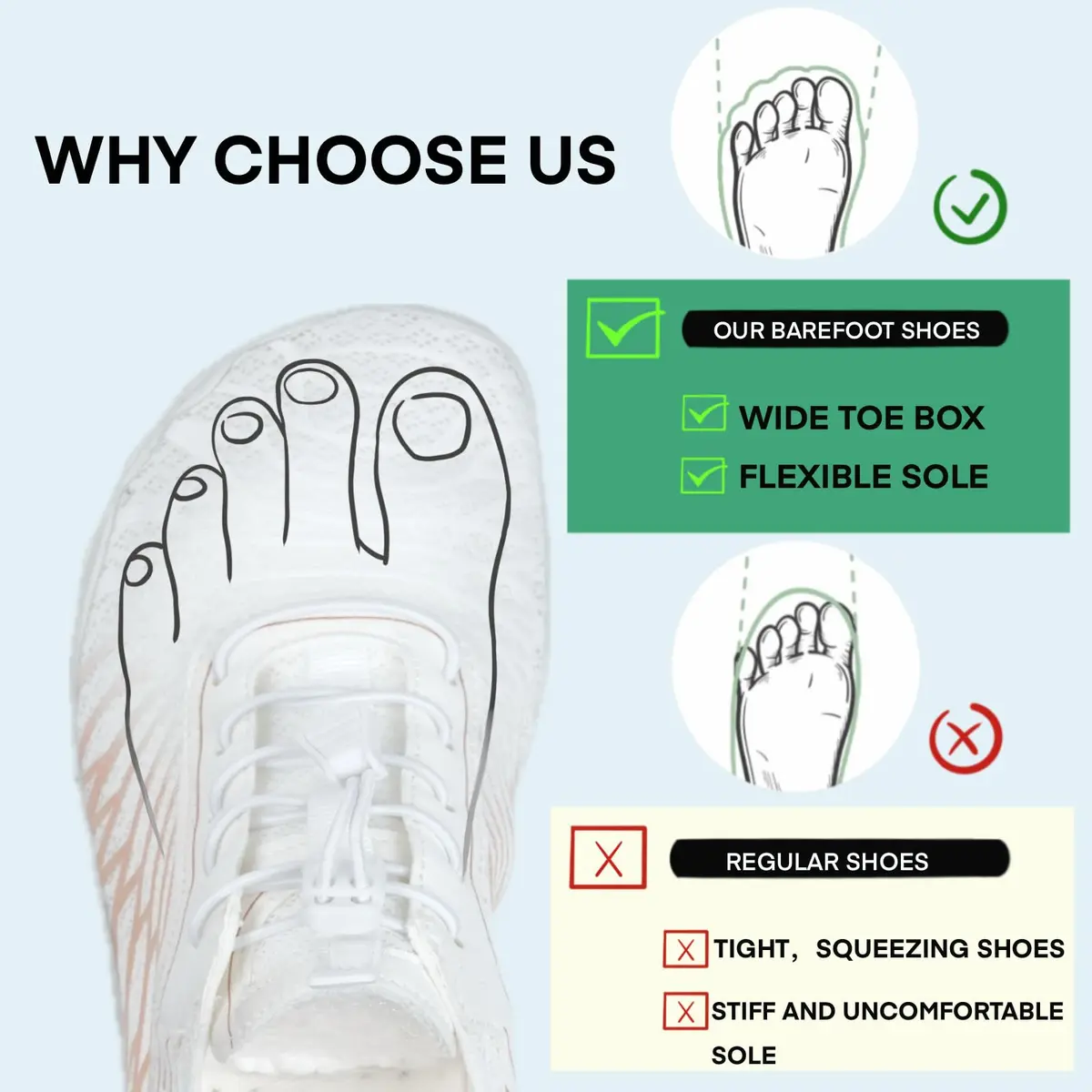 V OPXIN Barefoot Shoes for Women & Men, Wide Toe Box, Breathable Water Shoes | 23cm (9-9.5 Women/7-7.5 Men) - view 4