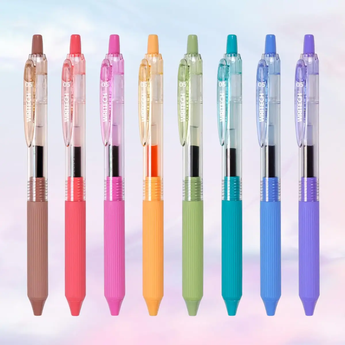 WRITECH Gel Pens Fine Point 0.5mm Multicolor Ink Retractable 8ct | Smooth Writing No Smear - main product image