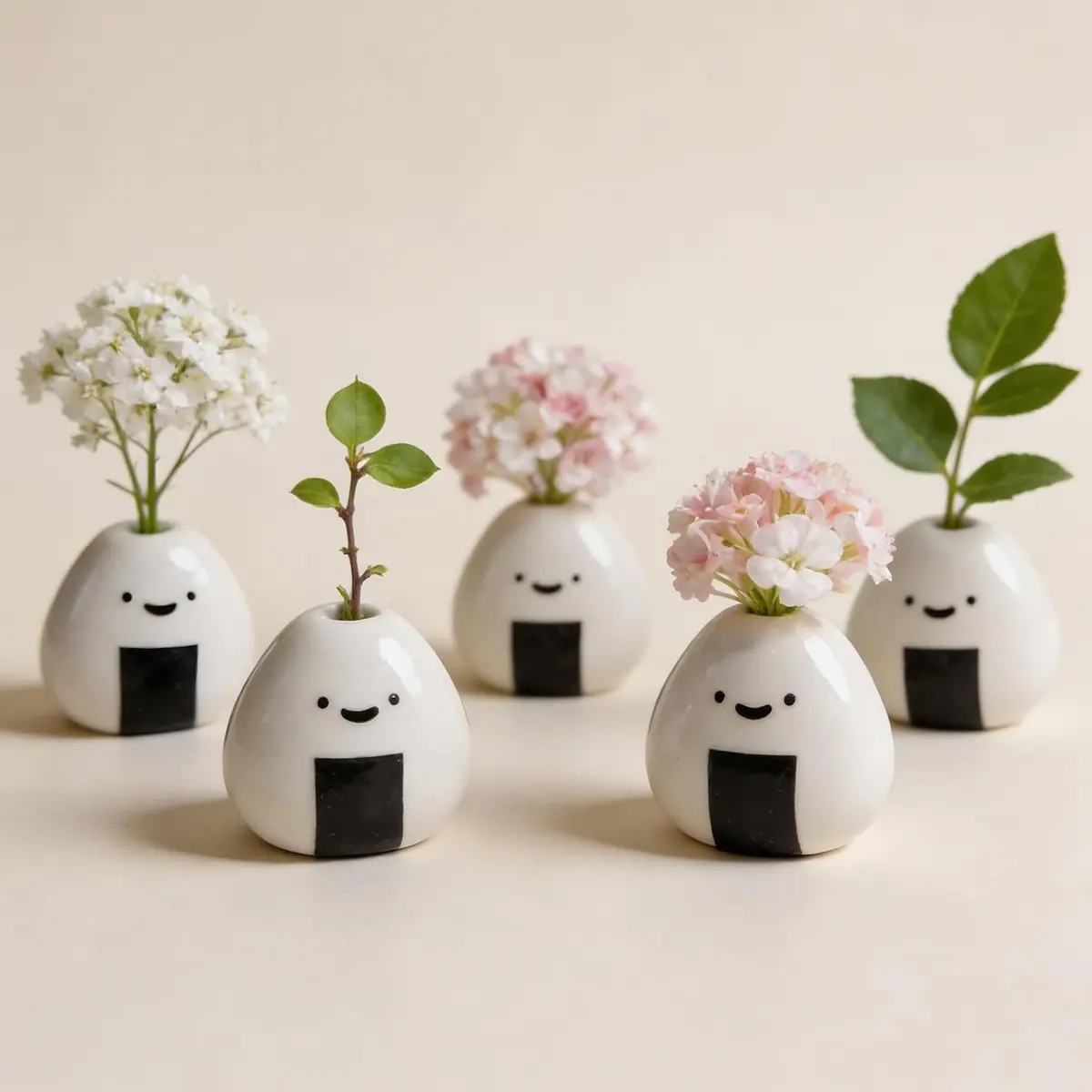 MOUGIGI Mini Vase 1.18 inches Ceramic Japanese Onigiri Rice Ball | Handmade, Cute Home Decor - main product image
