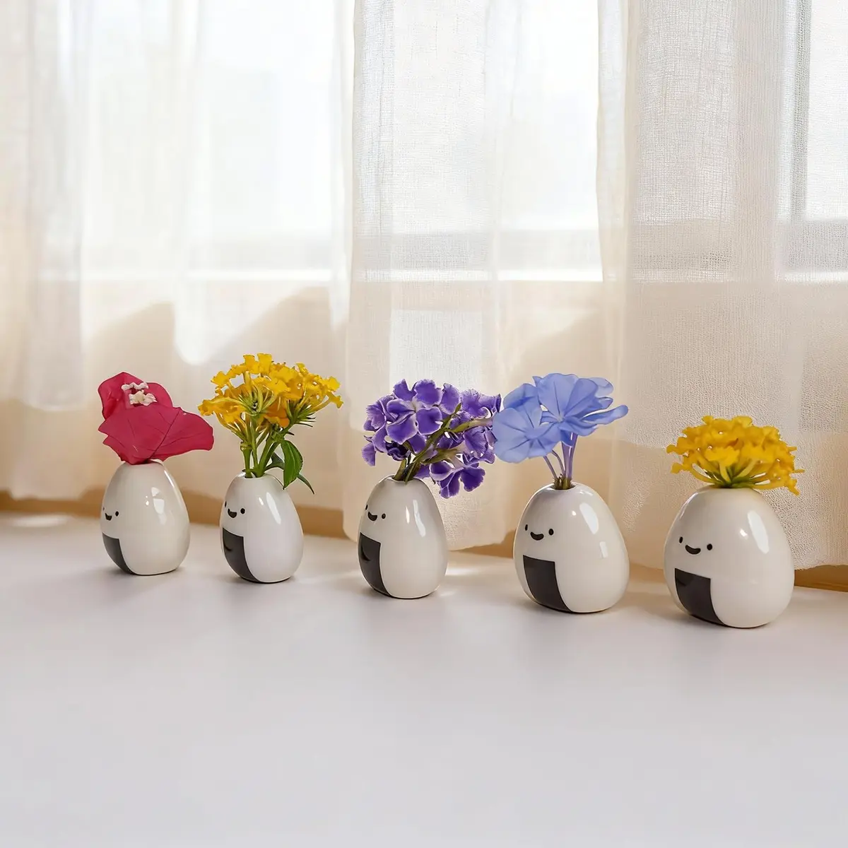 MOUGIGI Mini Vase 1.18 inches Ceramic Japanese Onigiri Rice Ball | Handmade, Cute Home Decor - view 5