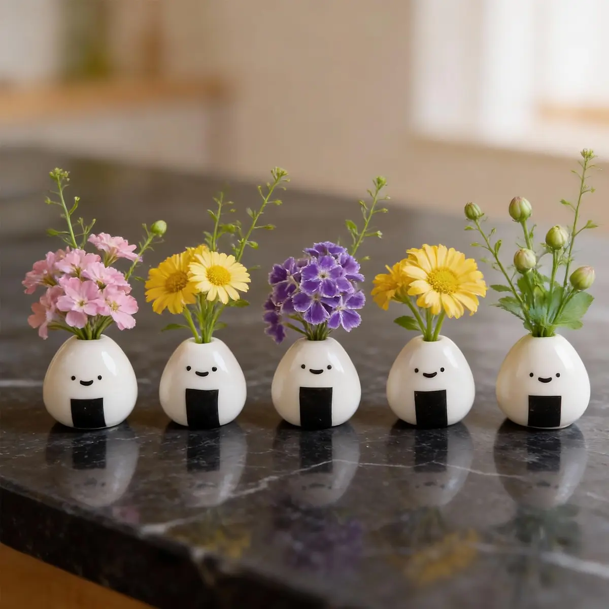 MOUGIGI Mini Vase 1.18 inches Ceramic Japanese Onigiri Rice Ball | Handmade, Cute Home Decor - view 6