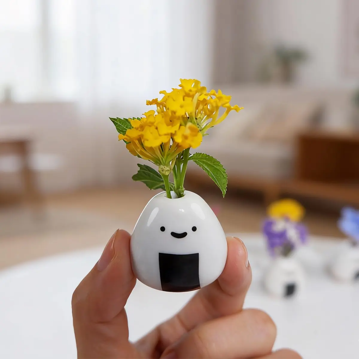 MOUGIGI Mini Vase 1.18 inches Ceramic Japanese Onigiri Rice Ball | Handmade, Cute Home Decor - view 2