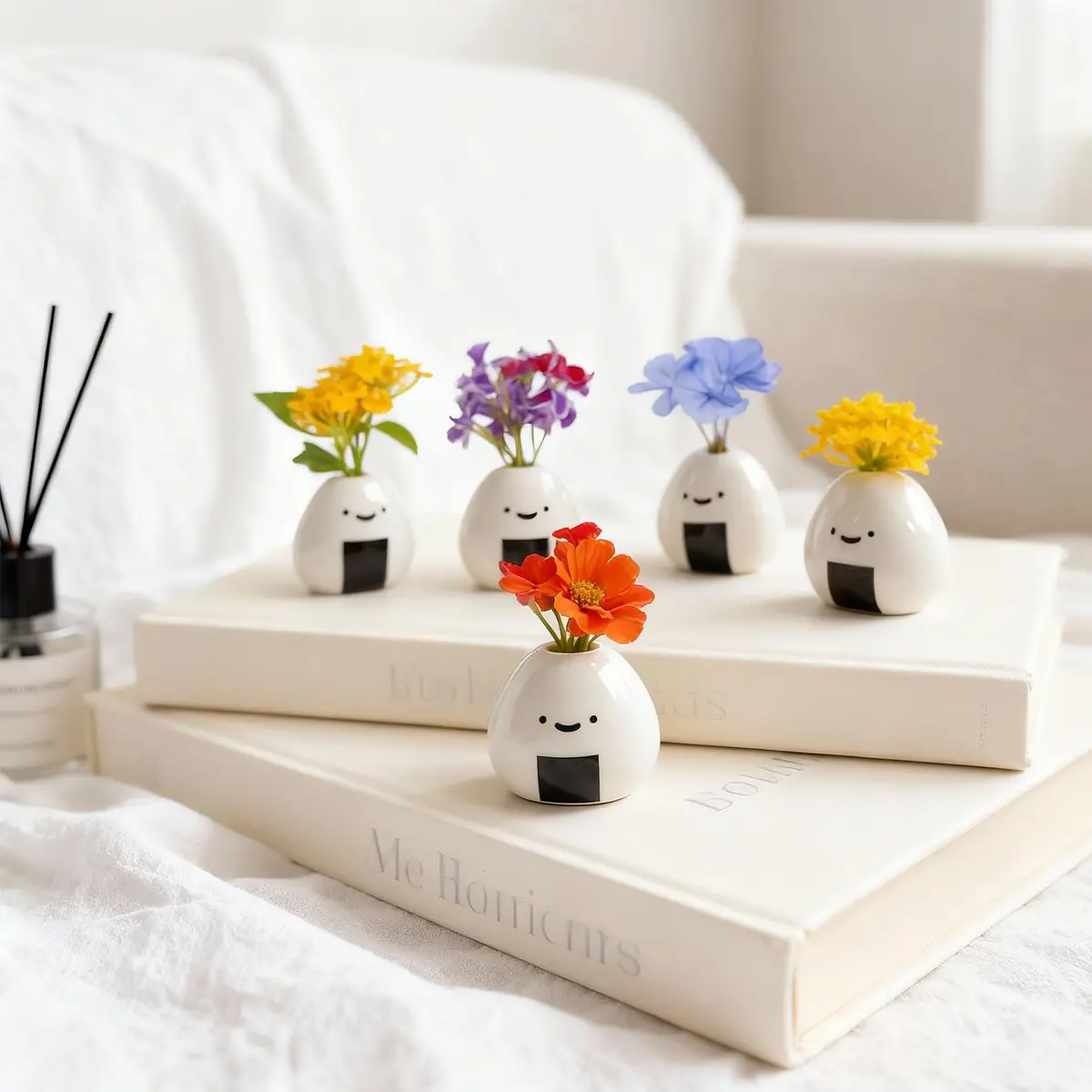 MOUGIGI Mini Vase 1.18 inches Ceramic Japanese Onigiri Rice Ball | Handmade, Cute Home Decor - view 3