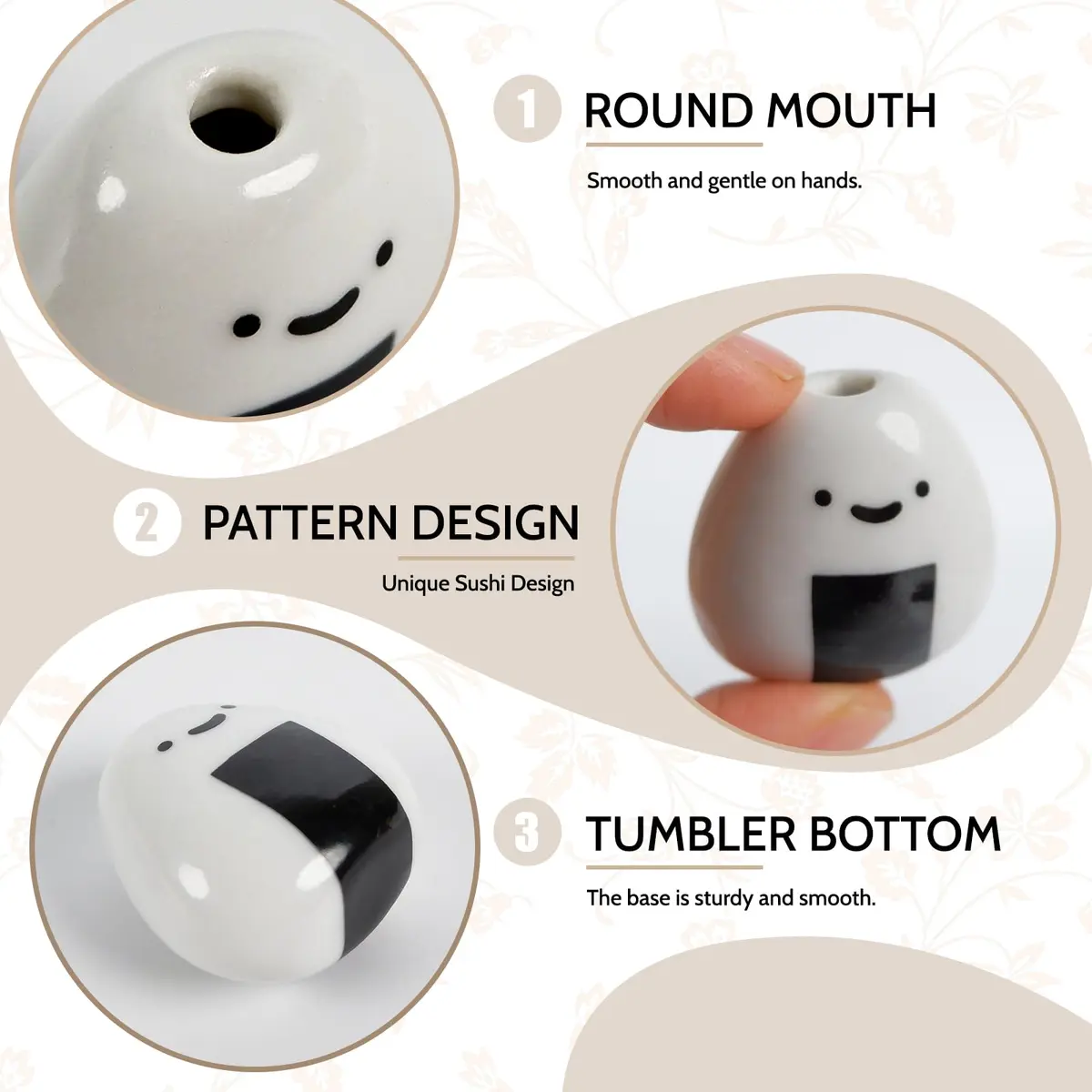 MOUGIGI Mini Vase 1.18 inches Ceramic Japanese Onigiri Rice Ball | Handmade, Cute Home Decor - view 4