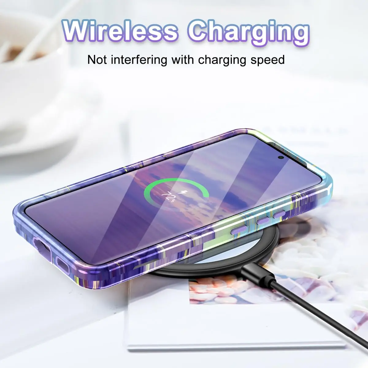Btscase Samsung Galaxy S22 5G Case 6.1 Inch Cobalt Violet Marble Pattern | Heavy Duty Shockproof Triple Layer Protection - view 6