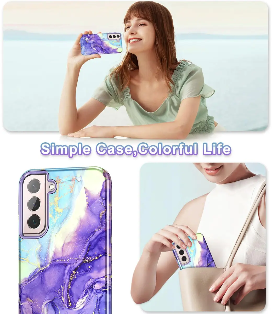 Btscase Samsung Galaxy S22 5G Case 6.1 Inch Cobalt Violet Marble Pattern | Heavy Duty Shockproof Triple Layer Protection - view 7