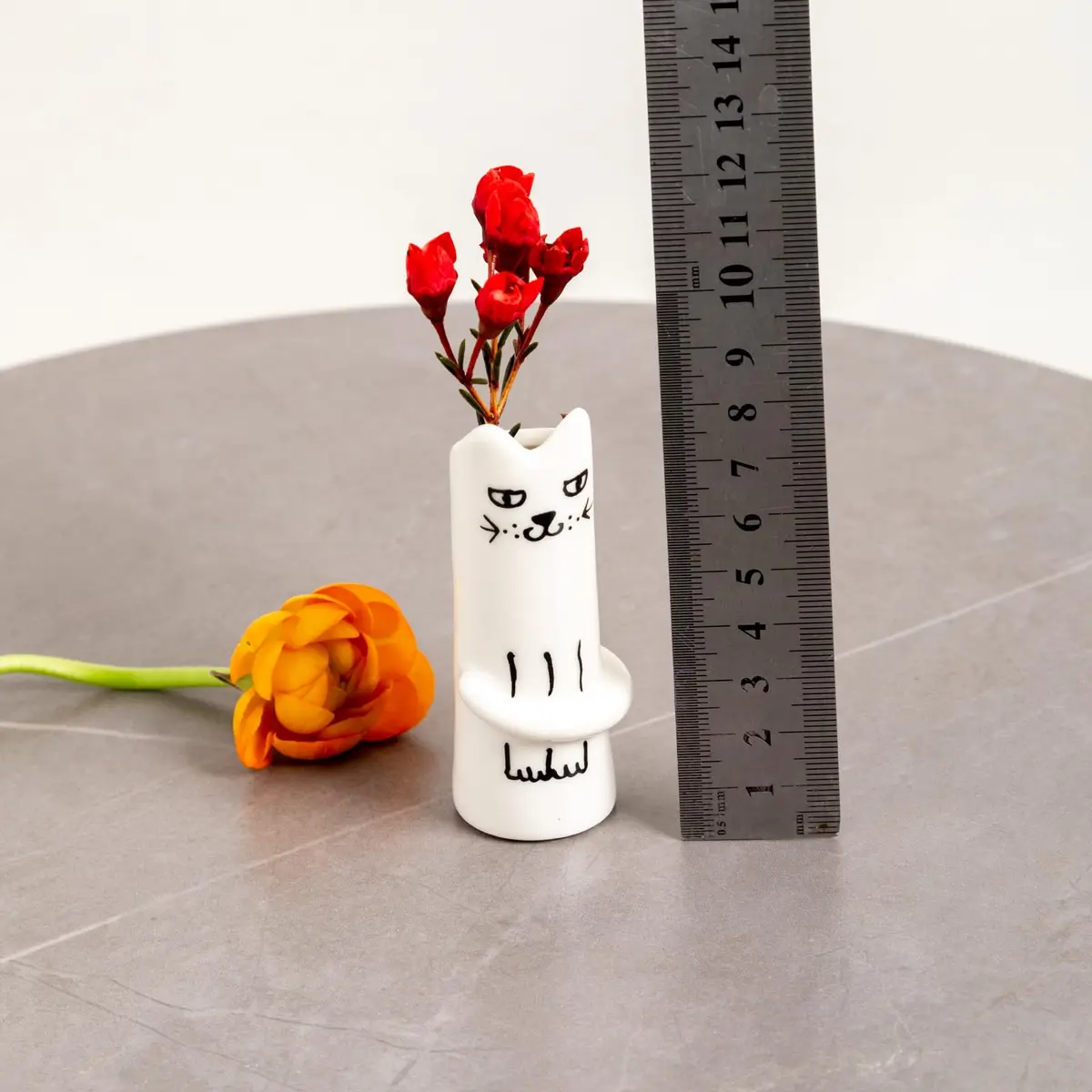 MOUGIGI Set of 5 Cat Flower Vase Bud Ceramic Small Cute Mini Handmade Decor | Unique Cat Flower Vases for Home & Gift - view 2