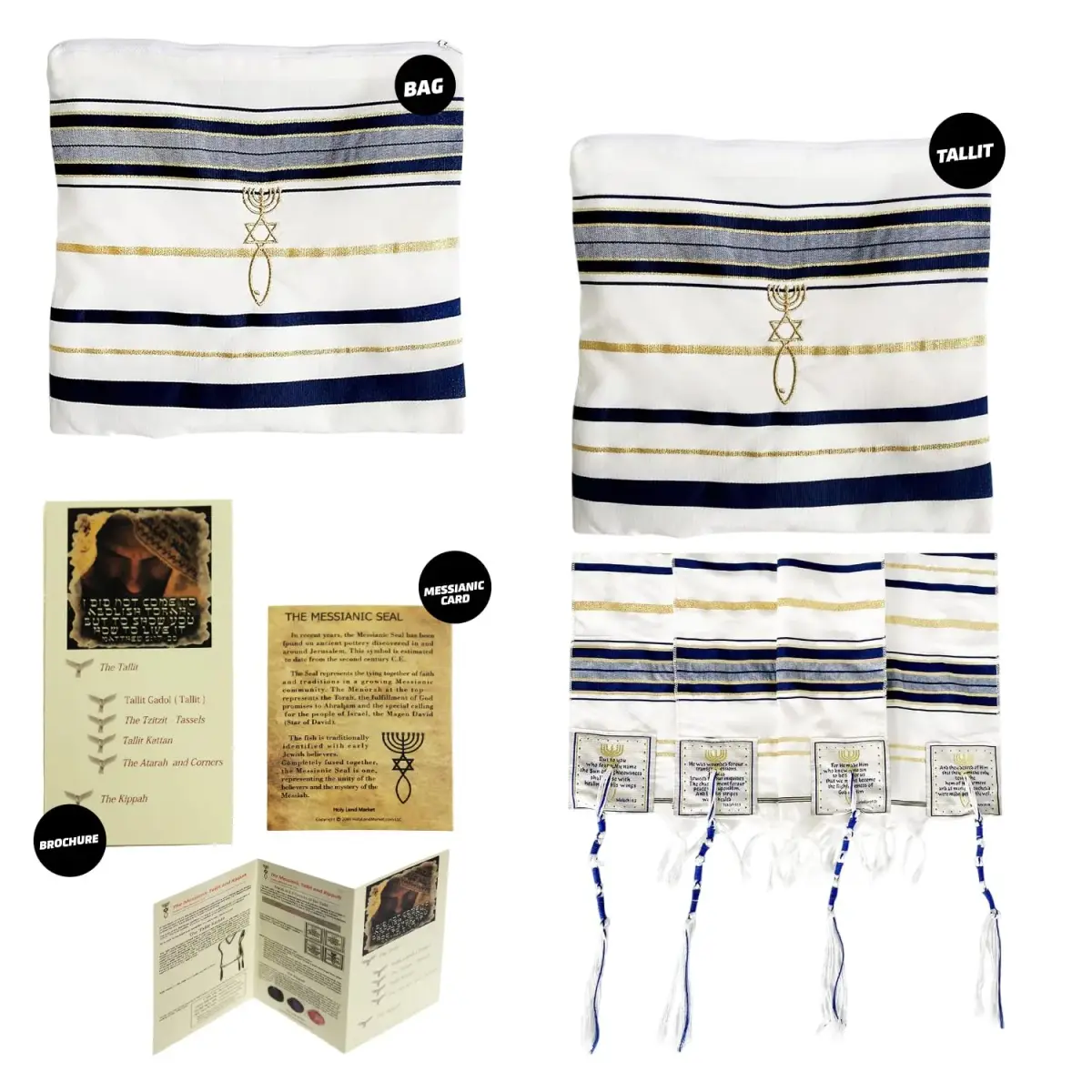 Holy Land Market Navy New Covenant Prayer Shawl 183 x 56 cm (72 x 22 Inches) | Messianic Seal Card & Matching Bag Included - view 9