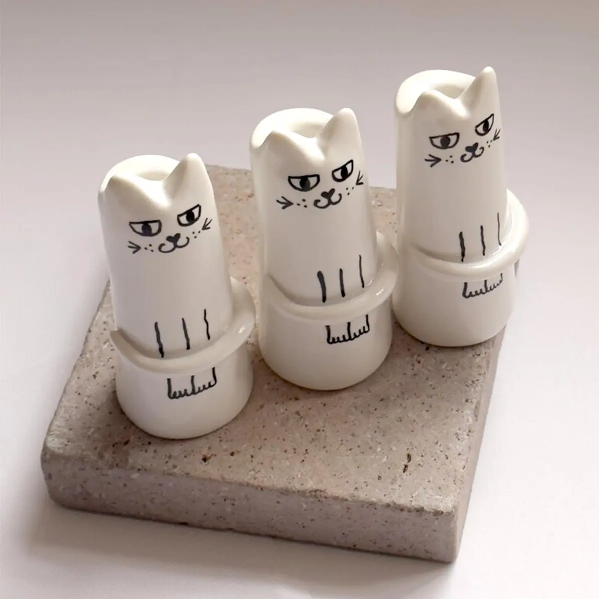 MOUGIGI Set of 3 Cat Flower Vase Bud Ceramic Mini Handmade Tiny Vases | Whimsical Home Decor - view 4