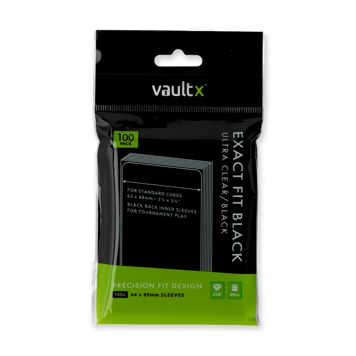 Vault X Exact Fit Inner Sleeves for Trading Cards | 100 Pack, Black & Clear, Archival Safe - main product image