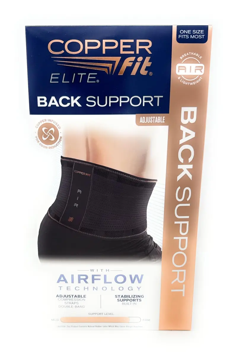 Copper Fit Elite Air Back Support Brace with Airflow Technology, Adjustable Compression Straps, Double Band, One Size Fits Most | Breathable Lower Back Support - main product image