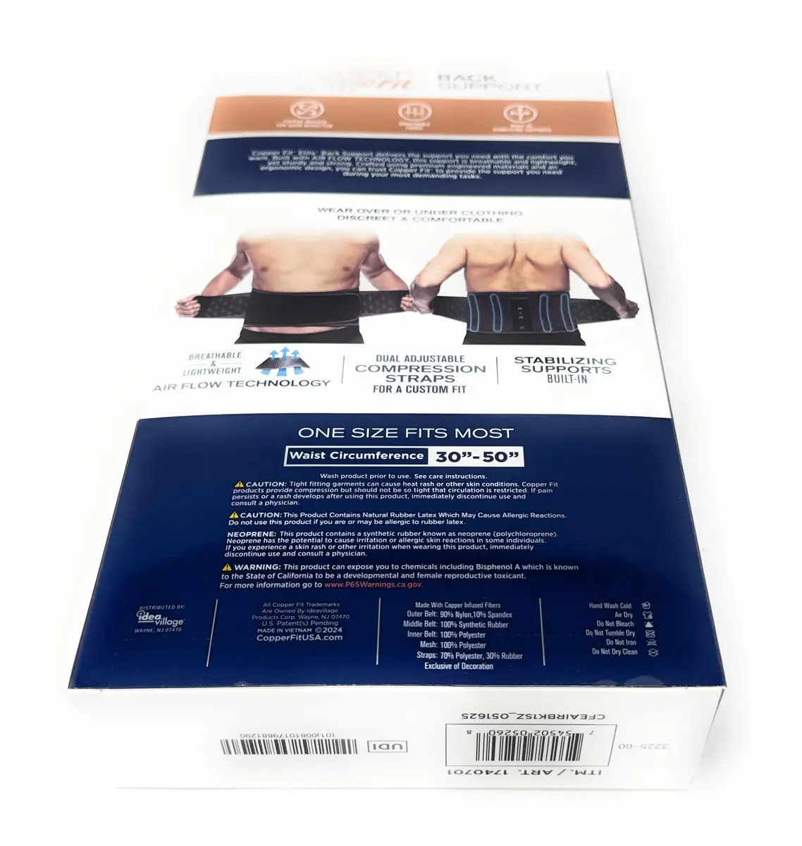 Copper Fit Elite Air Back Support Brace with Airflow Technology, Adjustable Compression Straps, Double Band, One Size Fits Most | Breathable Lower Back Support - view 6