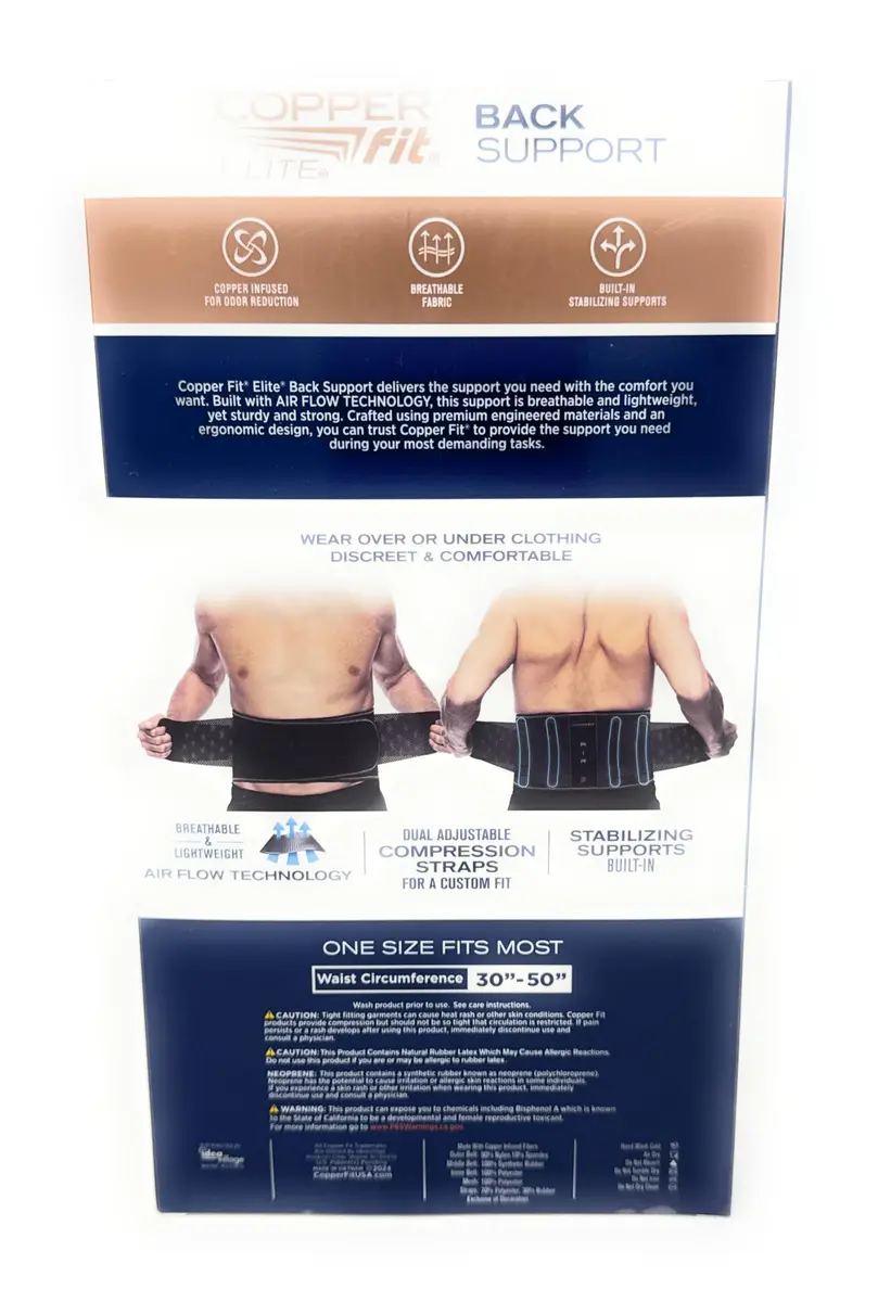 Copper Fit Elite Air Back Support Brace with Airflow Technology, Adjustable Compression Straps, Double Band, One Size Fits Most | Breathable Lower Back Support - view 3