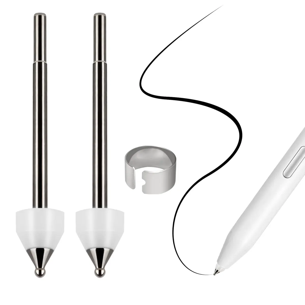 REEYEAR Titanium Alloy Replacement Nibs for Samsung S Pen Creator Edition (2 Pcs, Space Gray) | Unbreakable, Smooth Ballpoint Note Taking - main product image