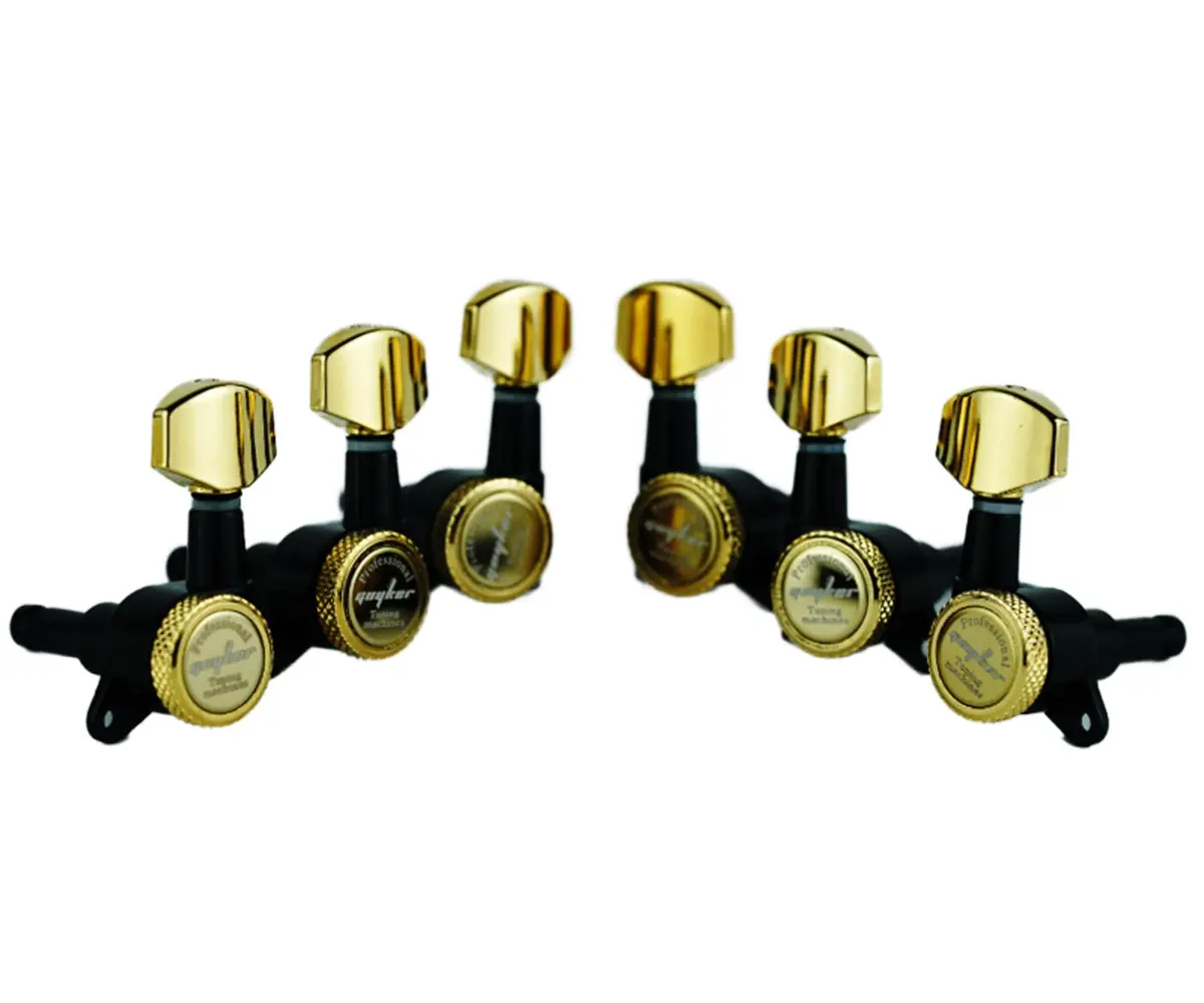 Guyker Guitar Locking Tuners (3L+3R) - 1:18 Gear Ratio, Gold+Black | Precision Tuning for Electric & Acoustic Guitars - view 2