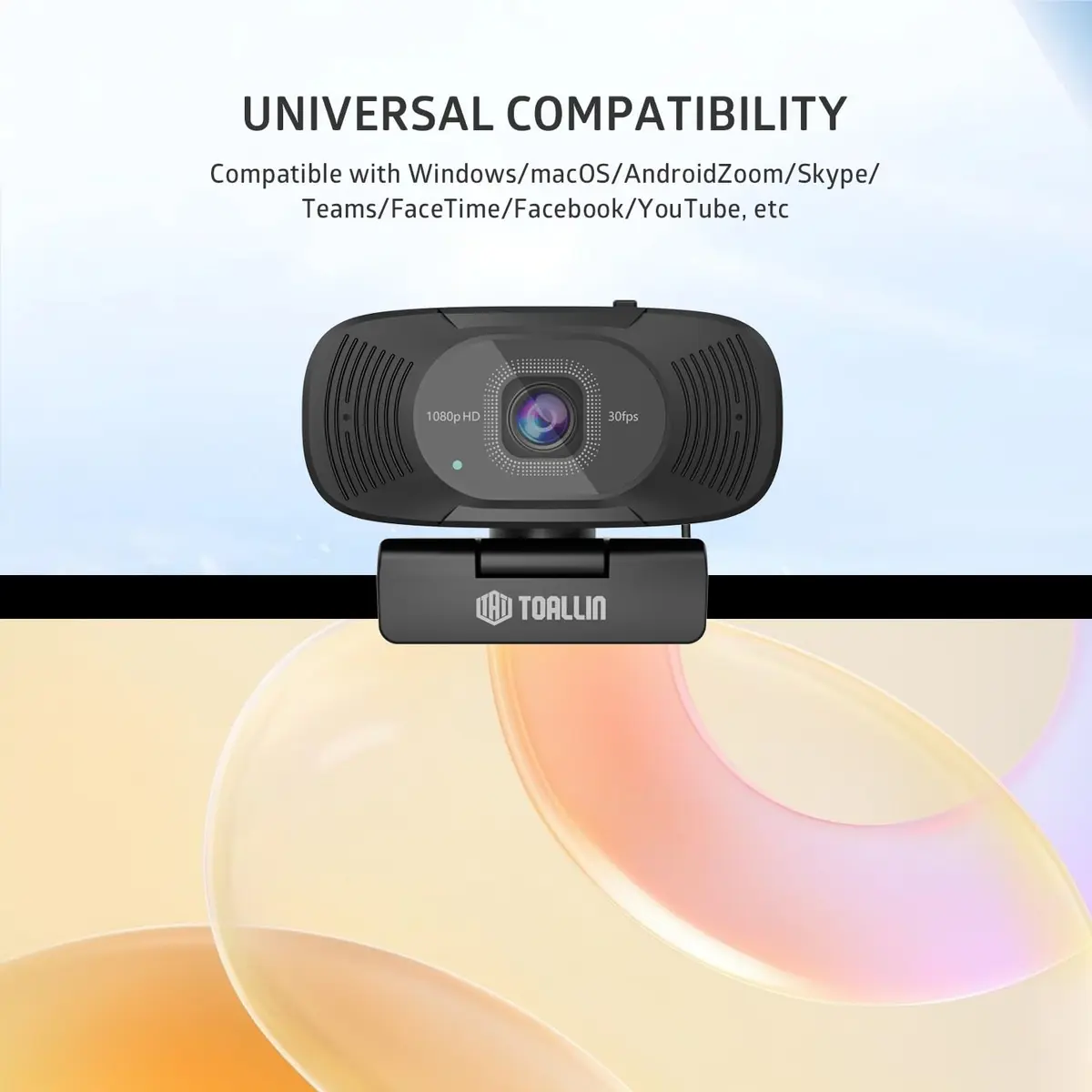 TOALLIN 1080P Auto-Focus Webcam with Dual Microphones | 90° Wide Angle, Privacy Shutter, USB for Video Calls - view 7