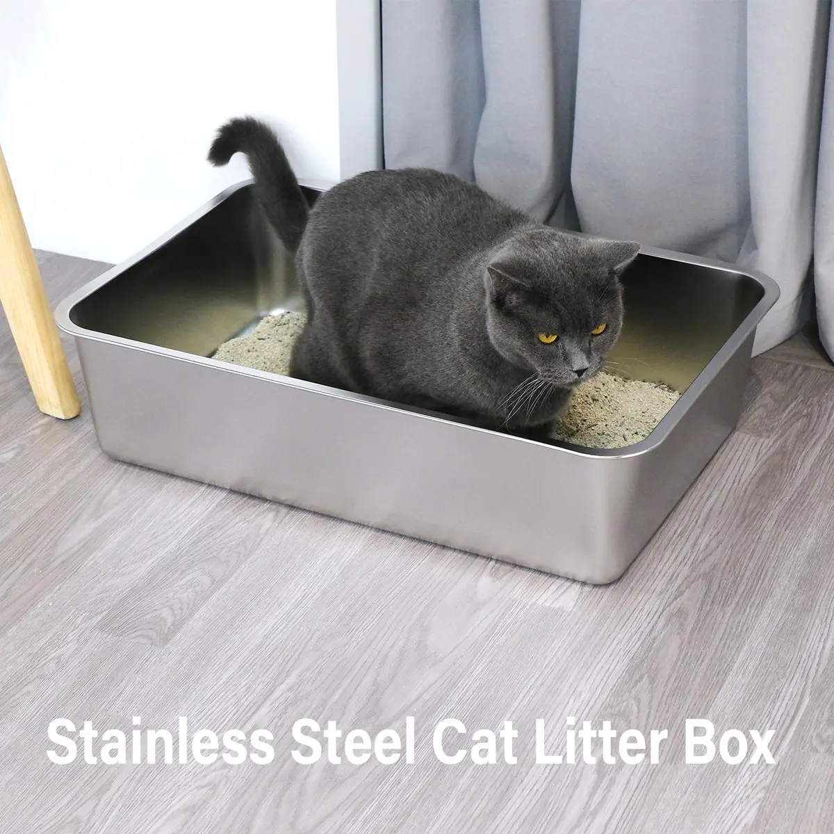 EGMEHOAD Stainless Steel Litter Box XL | Large Cat Litter Box for Big Cats & Pets - view 7