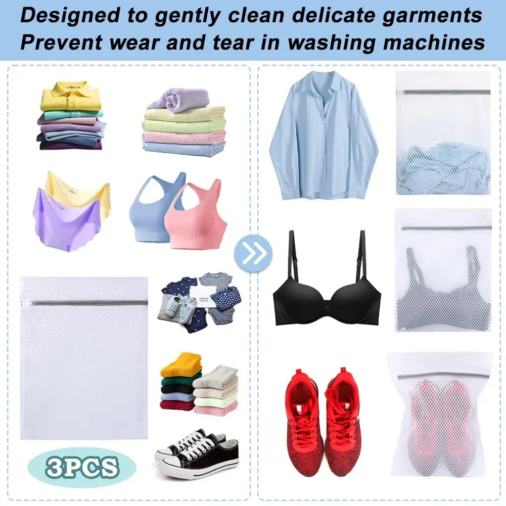Vivifying 3-Pack Medium Mesh Laundry Bags 32 x 42 cm (12.6 x 16.5 Inches) | Protects Delicates & Travel Gear - view 2