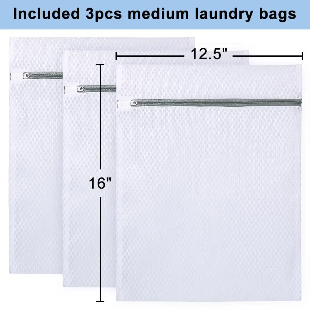 Vivifying 3-Pack Medium Mesh Laundry Bags 32 x 42 cm (12.6 x 16.5 Inches) | Protects Delicates & Travel Gear - view 4