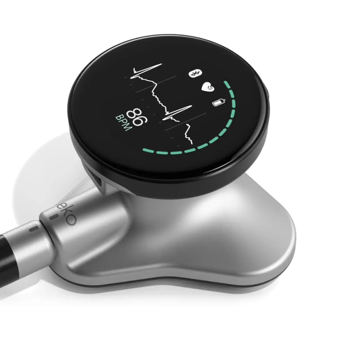 EKO CORE 500™ Digital Stethoscope — 40x Amplification, Active Noise Cancellation, 3-Lead ECG, FDA-Cleared AI with Eko+, Full-Color Display, Reimbursement Eligible — Silver - view 9