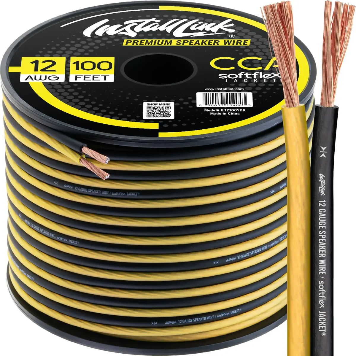 Install Link 12 AWG Gauge Speaker Wire 100 Feet (30.5m) | CCA Copper Clad Aluminum for Home Theater & Car Audio - main product image