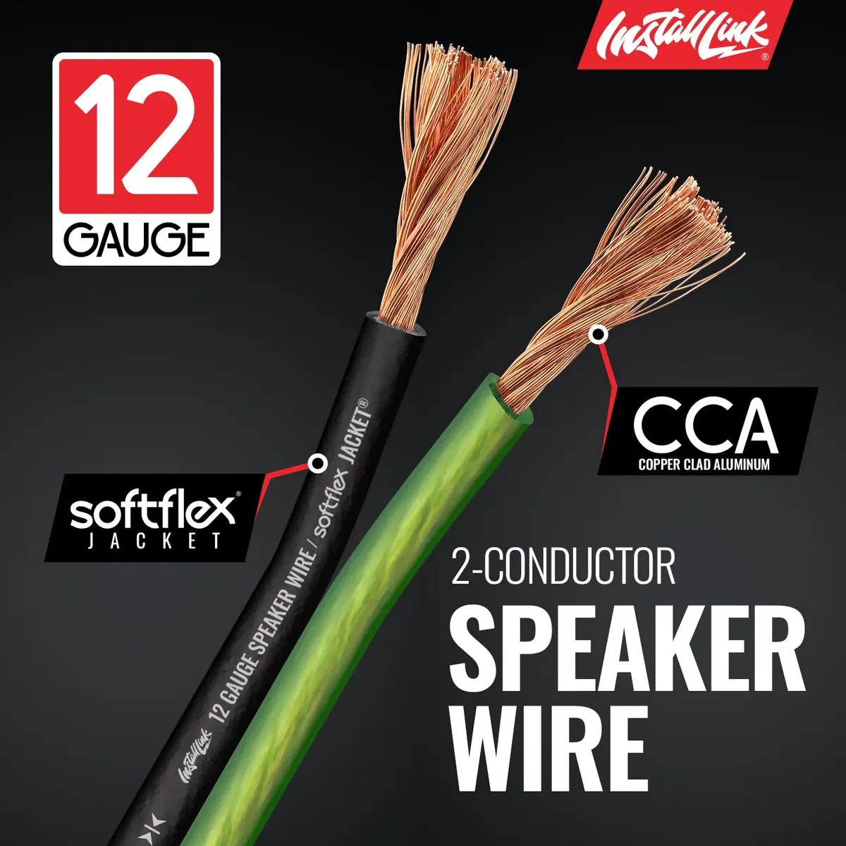 Install Link 12 AWG Gauge Speaker Wire 100 Feet (30.5m) Frosted Green/Black | CCA Copper Clad Aluminum - view 7