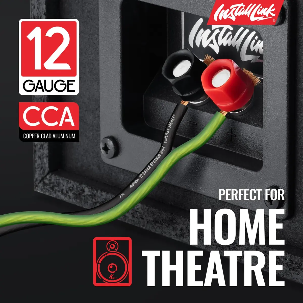 Install Link 12 AWG Gauge Speaker Wire 100 Feet (30.5m) Frosted Green/Black | CCA Copper Clad Aluminum - view 2