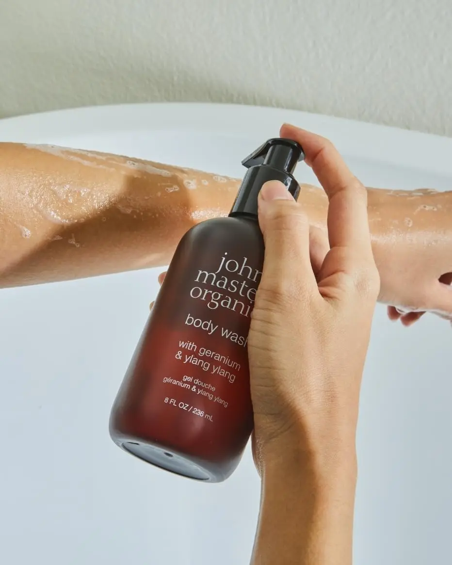 john masters organics Body Wash with Geranium & Ylang Ylang | Gentle Organic Skin Cleanser for All | 8 Fl Oz - view 2