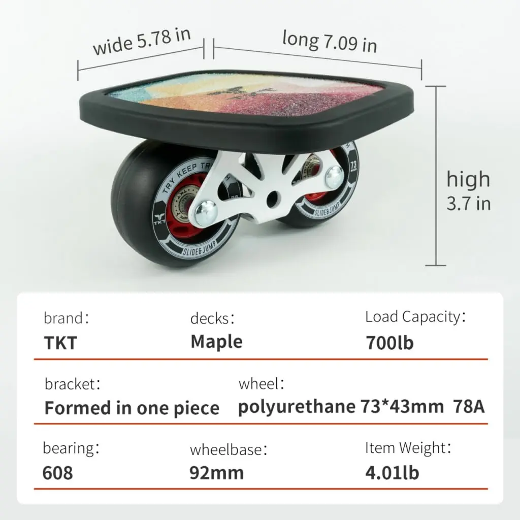 TKT FreeSkates - Metal Split Wheel Skateboard 138mm x 168mm | High Resilience Free Drift Board for Beginners - view 2