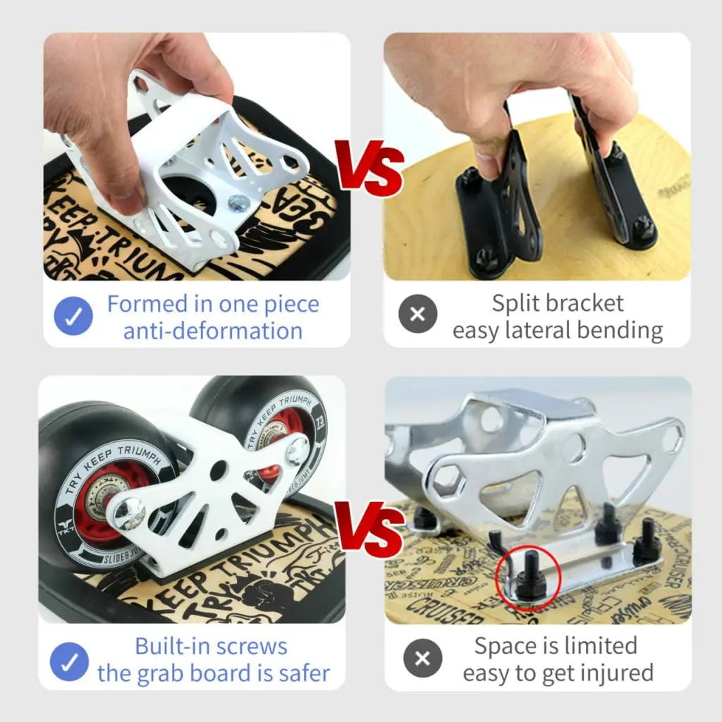TKT FreeSkates - Metal Split Wheel Skateboard 138mm x 168mm | High Resilience Free Drift Board for Beginners - view 3