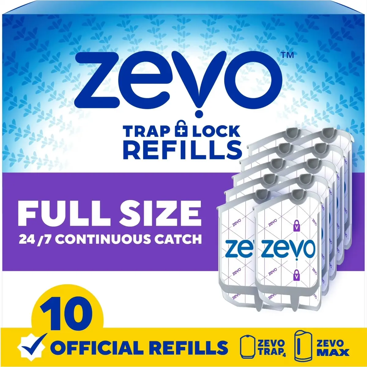ZEVO Flying Insect Trap Refill Cartridges 10 Count | Catches Fruit Flies & Gnats 24/7 - main product image