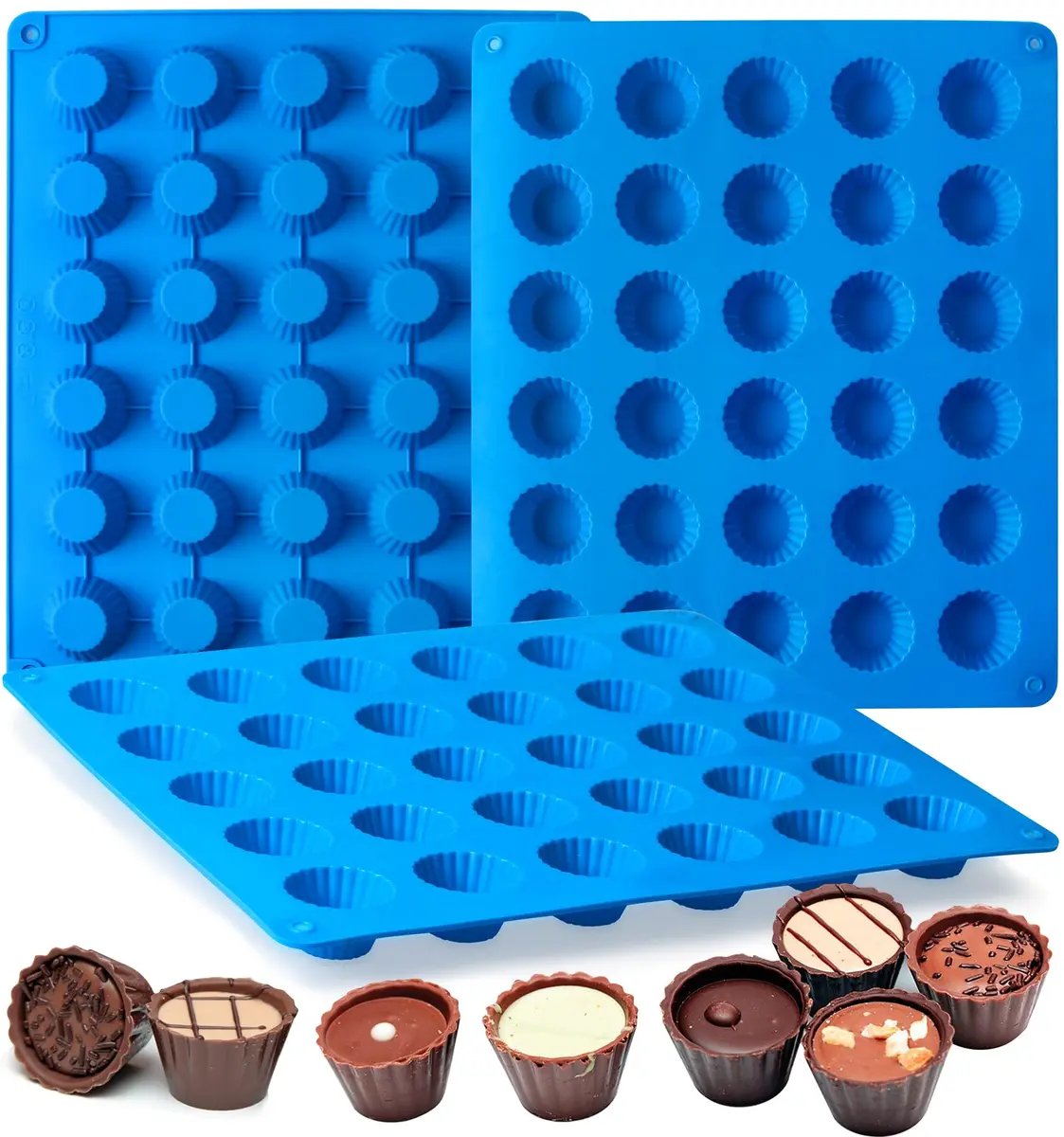 Sidosir Peanut Butter Cup Mold 3pcs | Silicone Mini Tart Pan for Fat Bombs & Candy (11" x 8.2") - main product image