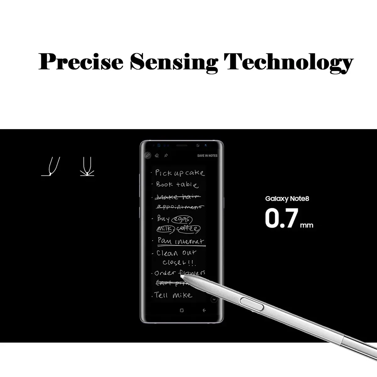 Alovexiong Silvery Input Pen Replacement for Samsung Galaxy Note 8 | 4096 Pressure Levels - view 4