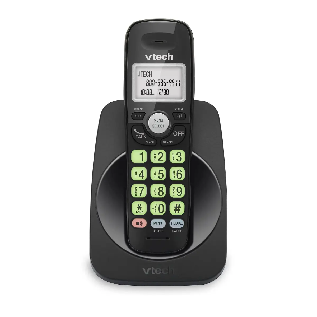 VTech VG131-11 Cordless Phone with DECT 6.0, Full-Duplex Speakerphone, Backlit Keypad & Display, Caller ID, Wall Mountable | 422g (0.93lb) Black - main product image
