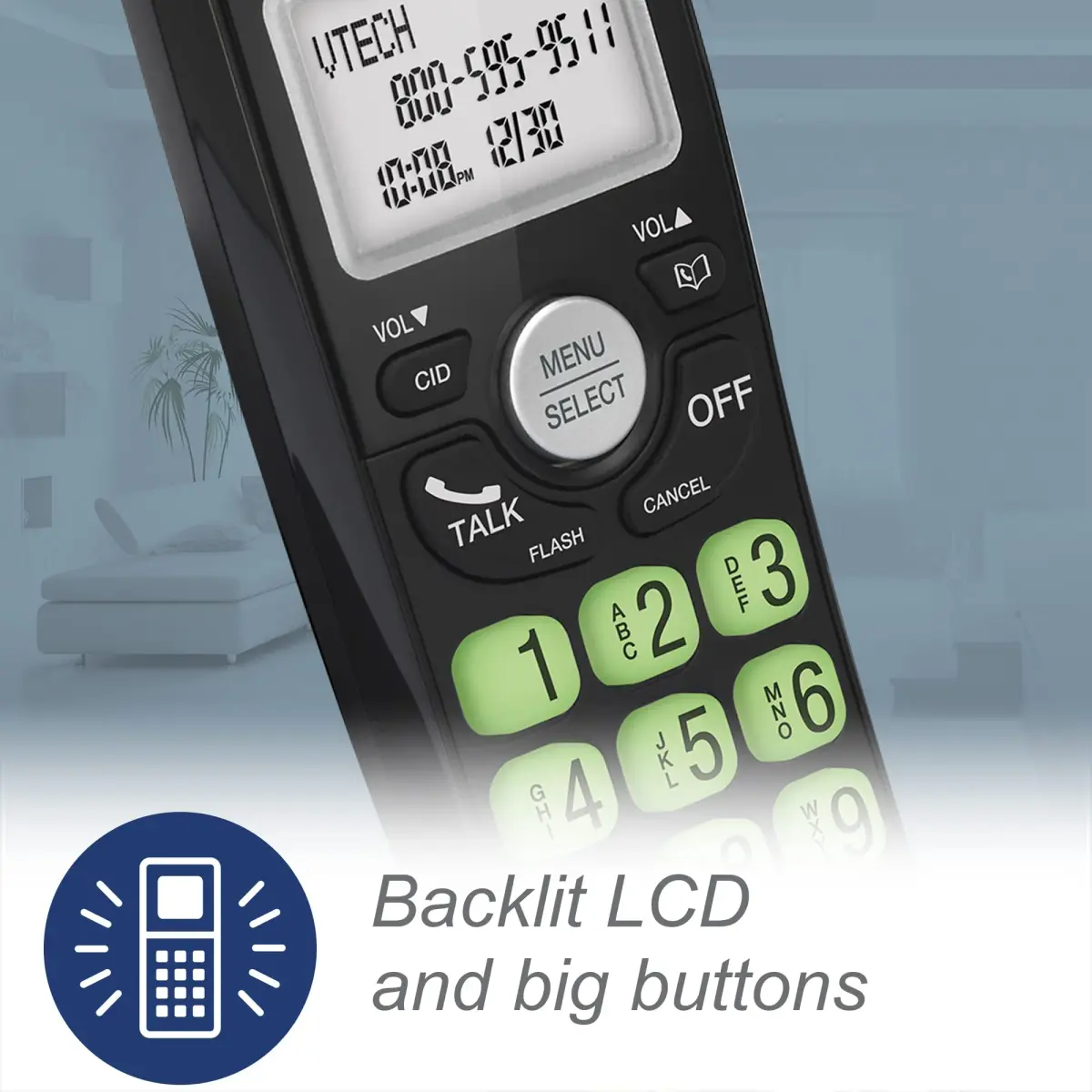 VTech VG131-11 Cordless Phone with DECT 6.0, Full-Duplex Speakerphone, Backlit Keypad & Display, Caller ID, Wall Mountable | 422g (0.93lb) Black - view 5