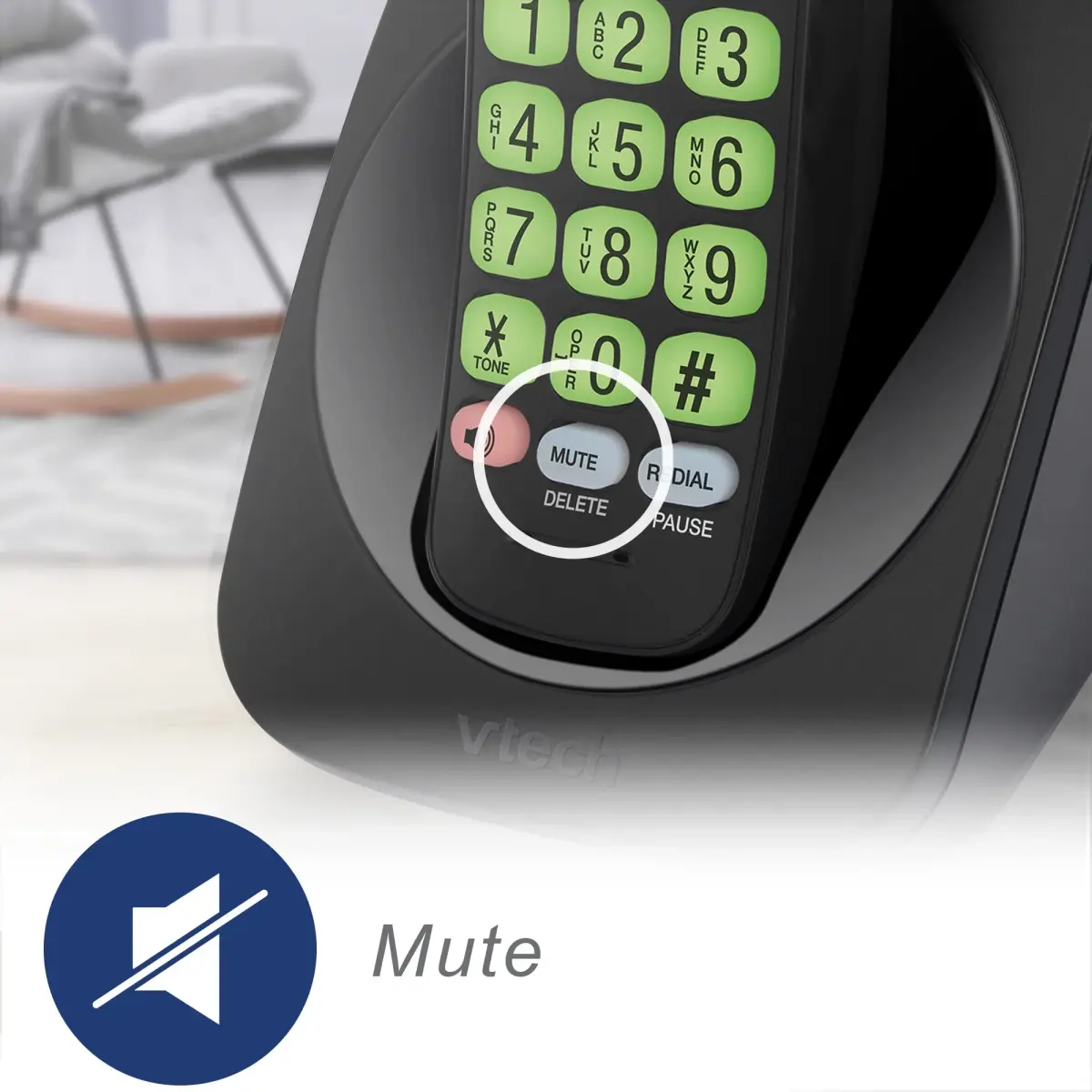 VTech VG131-11 Cordless Phone with DECT 6.0, Full-Duplex Speakerphone, Backlit Keypad & Display, Caller ID, Wall Mountable | 422g (0.93lb) Black - view 7