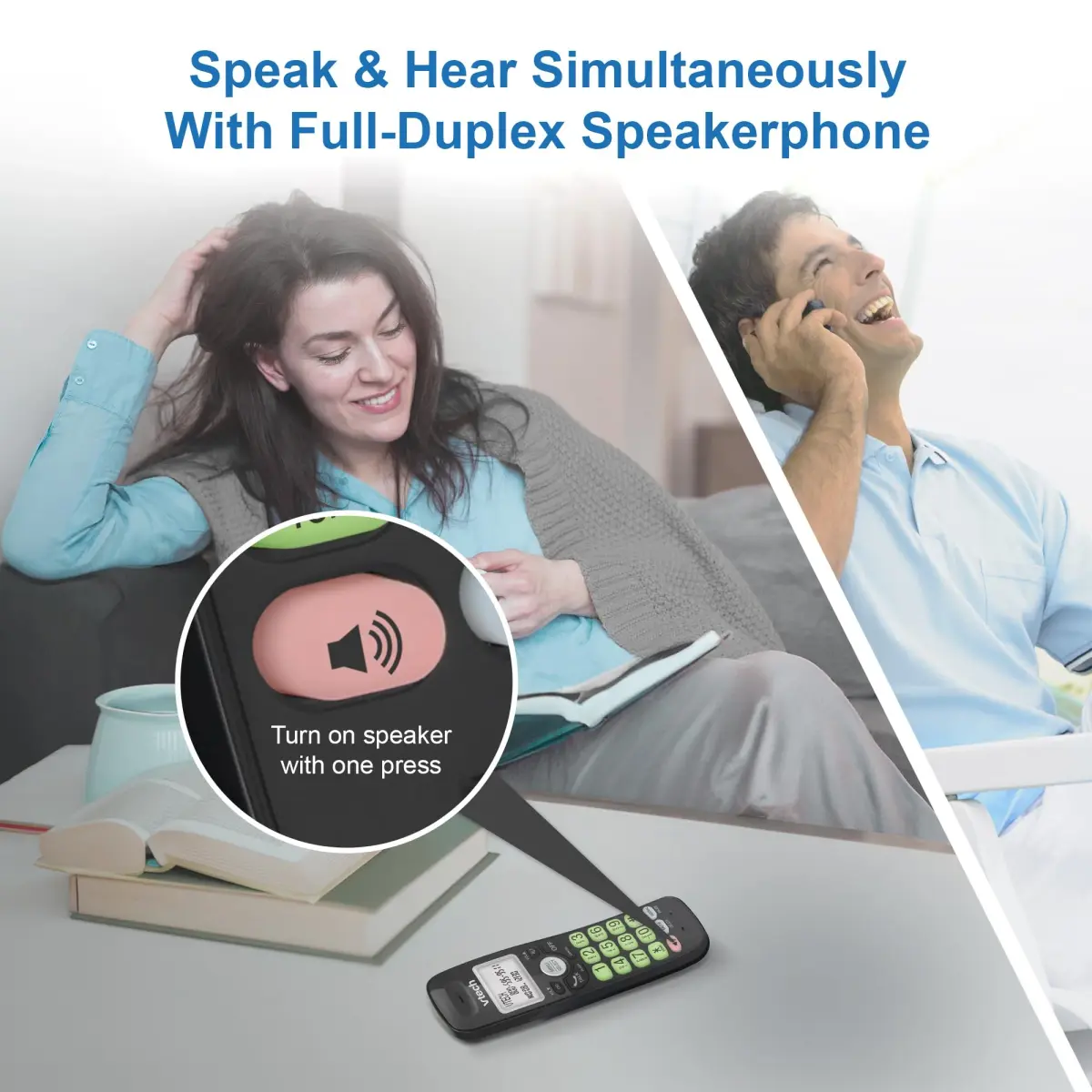VTech VG131-11 Cordless Phone with DECT 6.0, Full-Duplex Speakerphone, Backlit Keypad & Display, Caller ID, Wall Mountable | 422g (0.93lb) Black - view 2