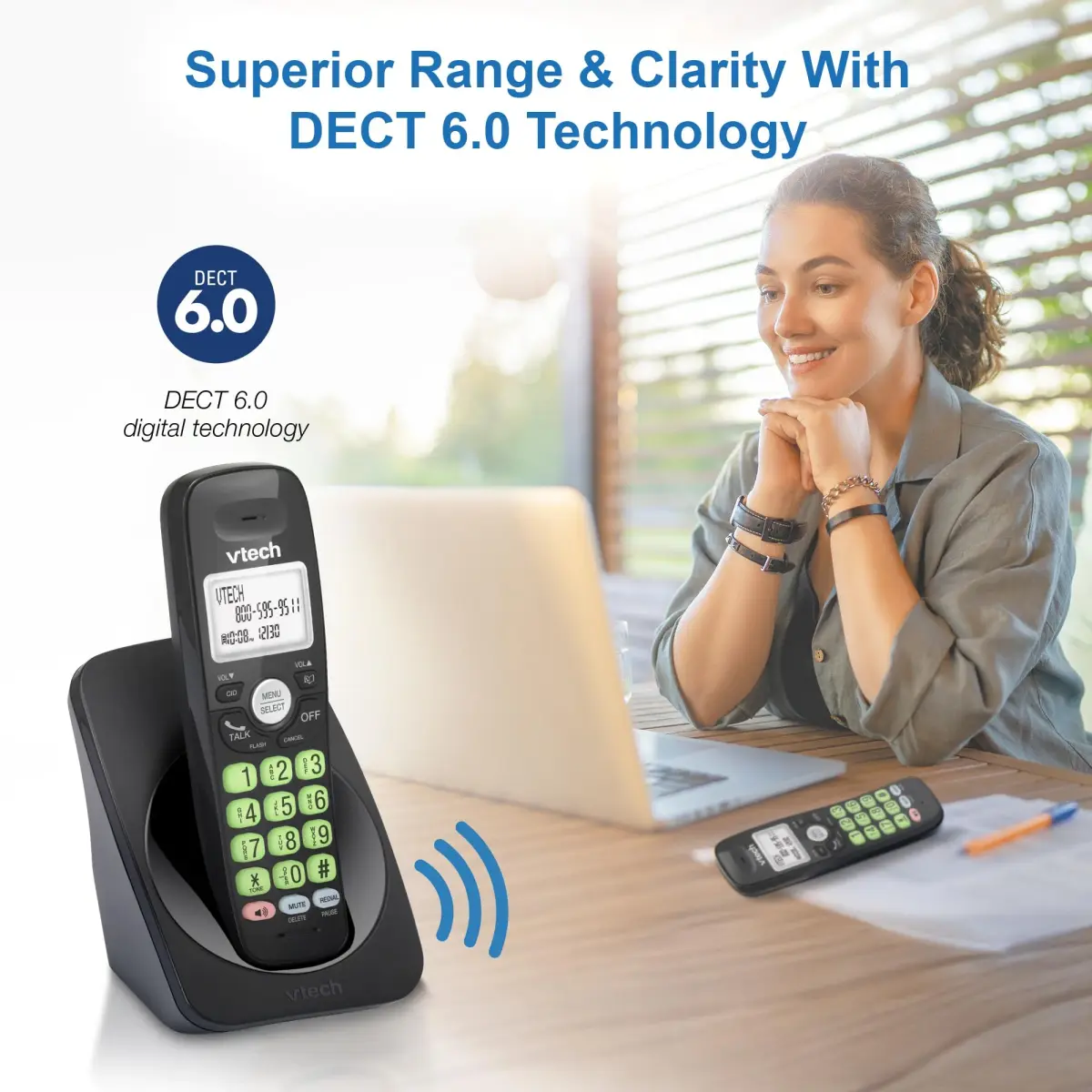 VTech VG131-11 Cordless Phone with DECT 6.0, Full-Duplex Speakerphone, Backlit Keypad & Display, Caller ID, Wall Mountable | 422g (0.93lb) Black - view 4