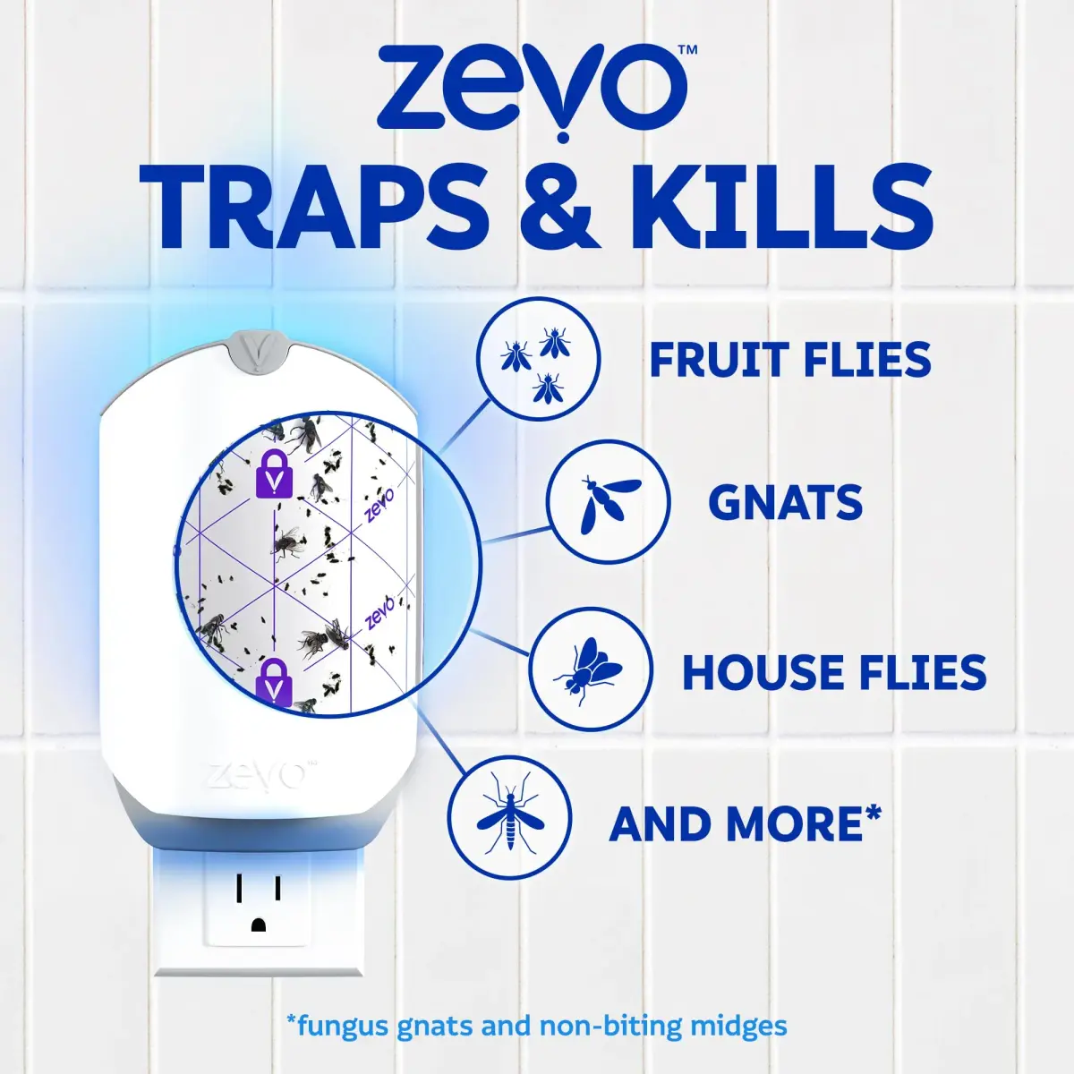 ZEVO Flying Insect Trap Refill Cartridges for Fruit Flies & Gnats, 6 Count | Continuous 24/7 Indoor Pest Control - view 6