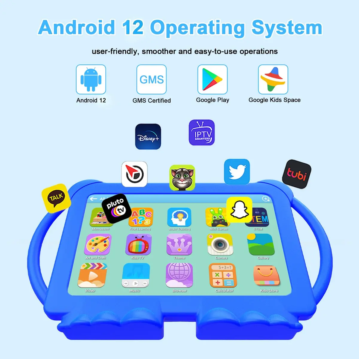HOTTABLET Kids Tablet 7 inch Android 12.0, 4GB RAM, 32GB ROM, 1TB Expand, Parental Control, WiFi, Bluetooth, Dual Camera, Silicone Case - view 4