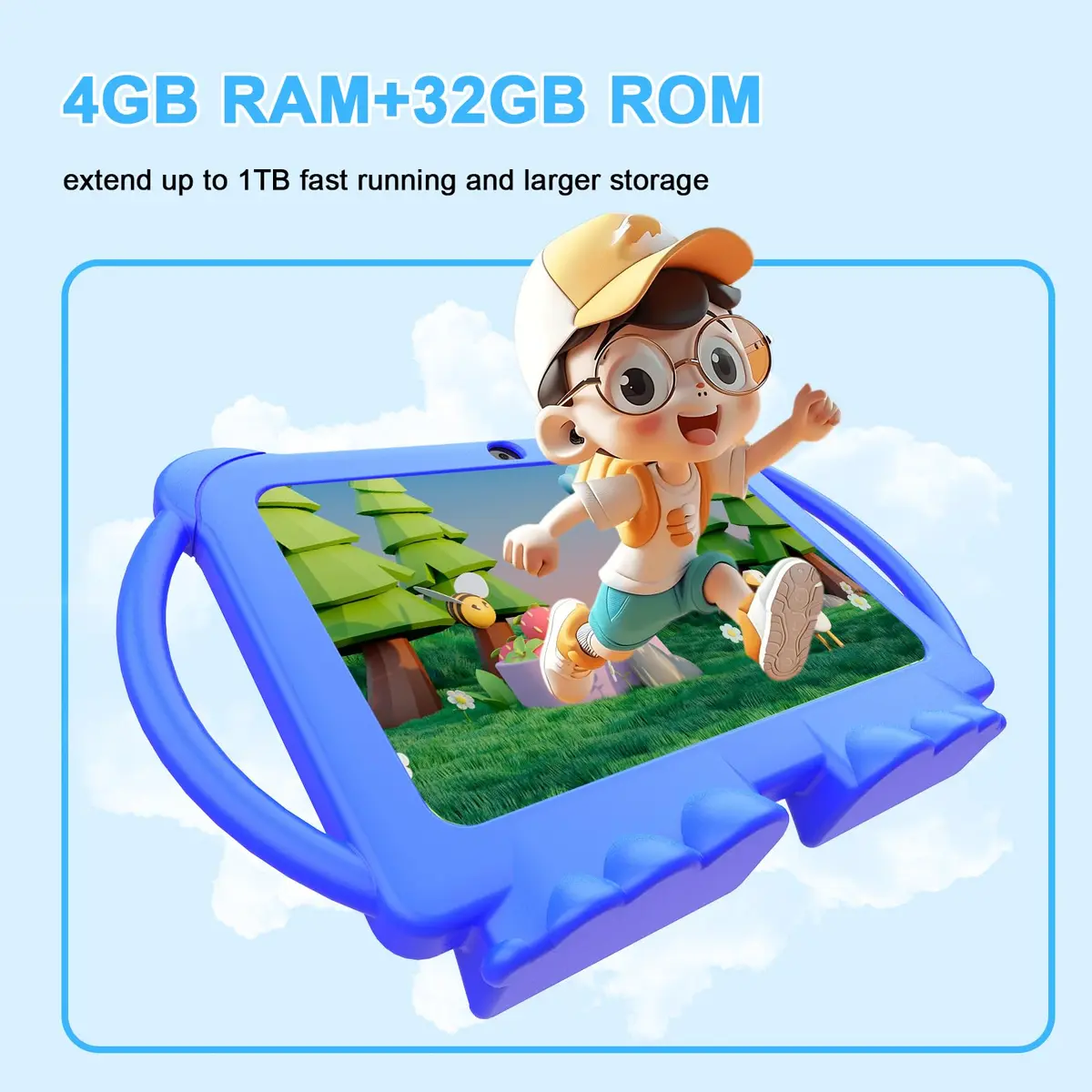 HOTTABLET Kids Tablet 7 inch Android 12.0, 4GB RAM, 32GB ROM, 1TB Expand, Parental Control, WiFi, Bluetooth, Dual Camera, Silicone Case - view 5
