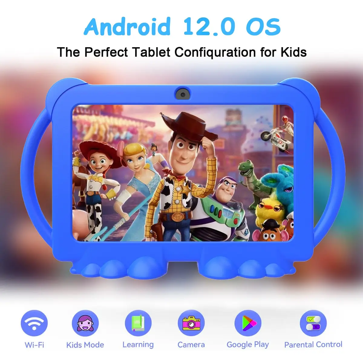 HOTTABLET Kids Tablet 7 inch Android 12.0, 4GB RAM, 32GB ROM, 1TB Expand, Parental Control, WiFi, Bluetooth, Dual Camera, Silicone Case - view 2