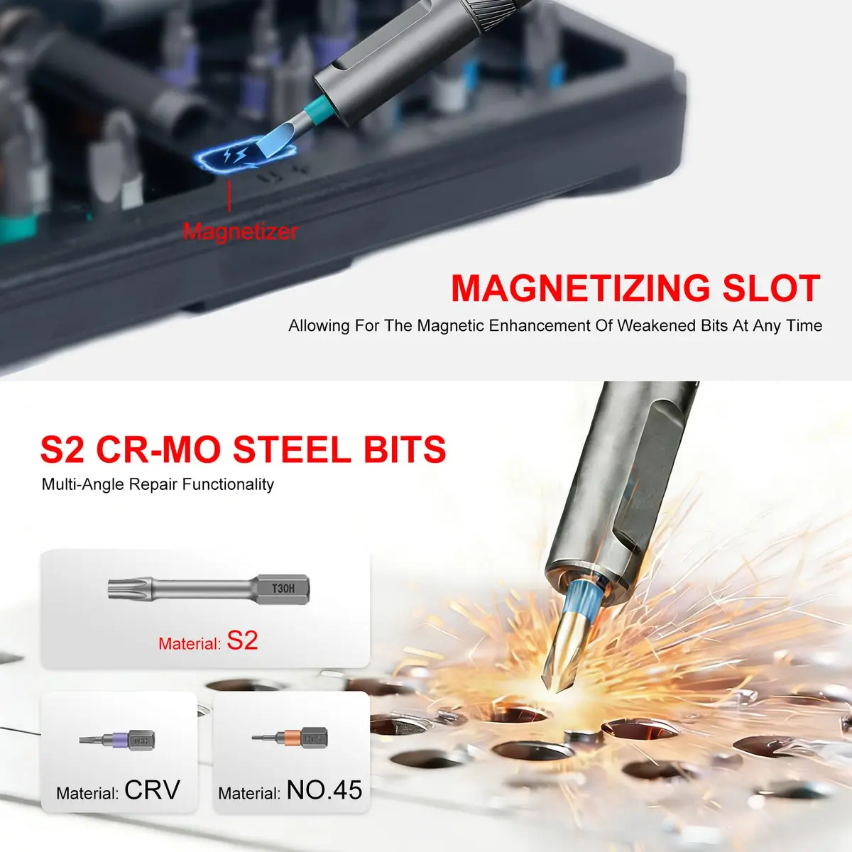 ANVANNA Ratchet Screwdriver Set, Magnetic Tool Kit for DIY & Professionals, 42 Bits, Compact & Portable (0.45kg, 16×9.5×3.9 in) - view 6
