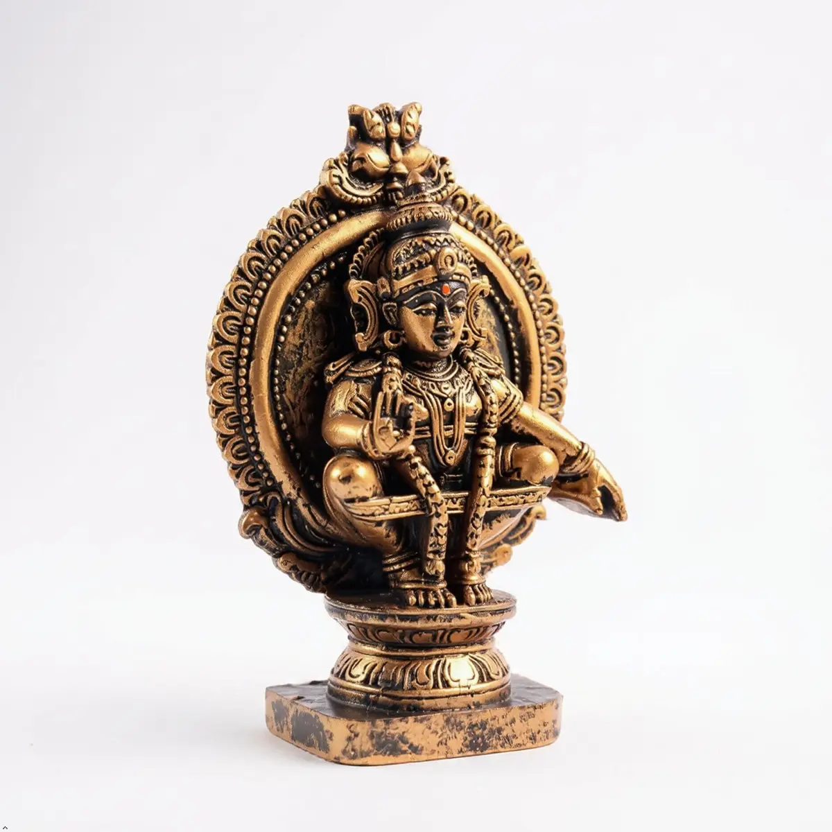 HEENA HOME DECOR Goddess AYYAPPA Idol in Copper Colour Polystone 11 cm | Religious Home Decor Showpiece - view 6