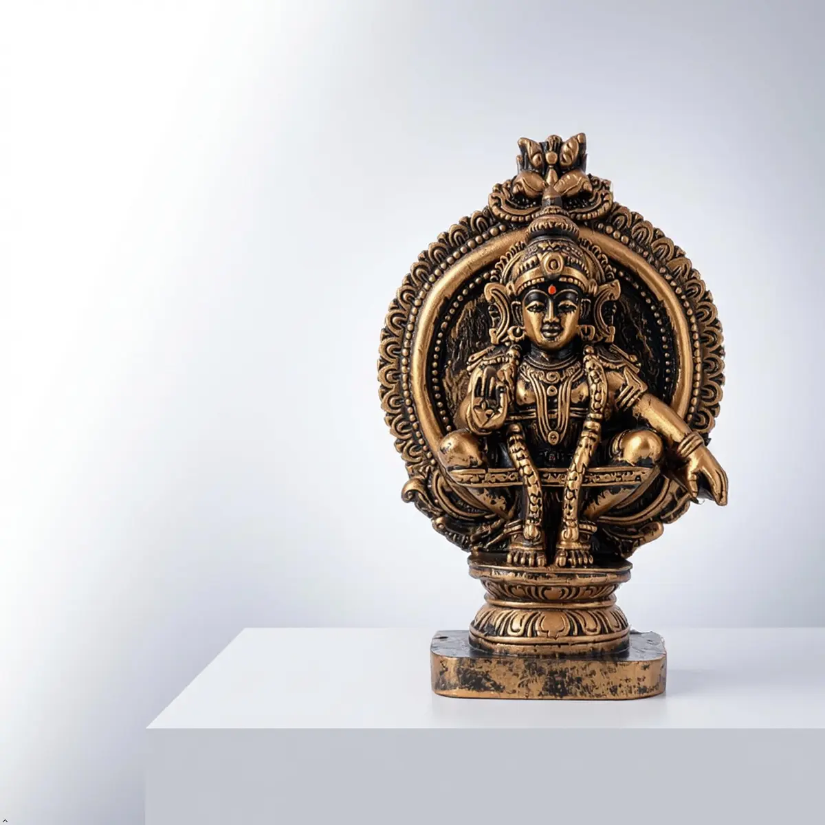HEENA HOME DECOR Goddess AYYAPPA Idol in Copper Colour Polystone 11 cm | Religious Home Decor Showpiece - view 7