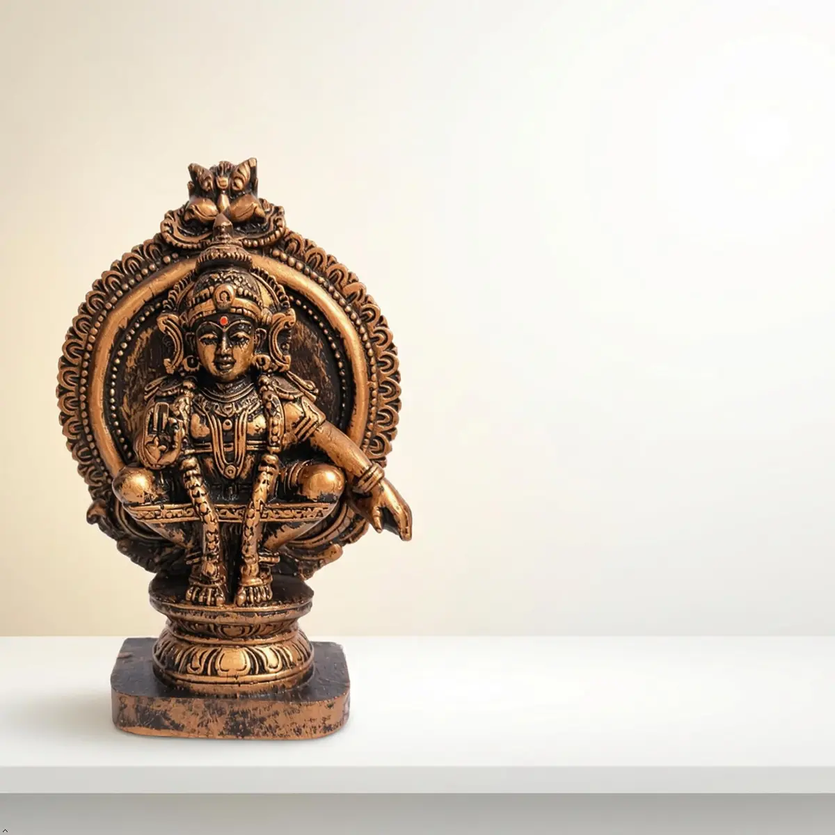 HEENA HOME DECOR Goddess AYYAPPA Idol in Copper Colour Polystone 11 cm | Religious Home Decor Showpiece - view 8