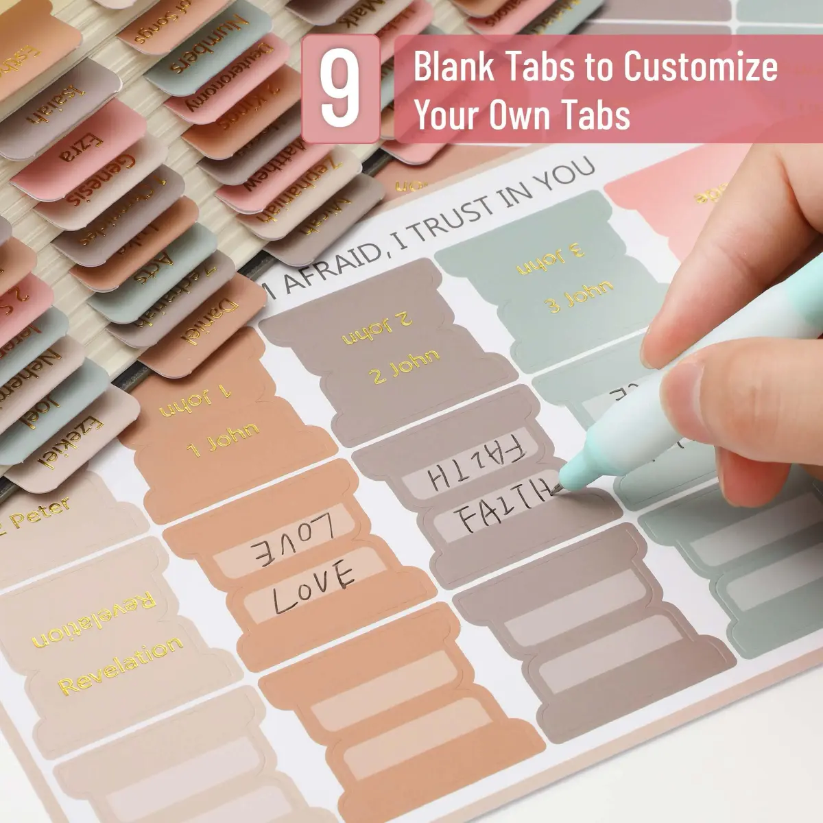 Mr. Pen Bible Tabs Spring Palette with Gold Lettering, 75 Tabs for Study Bible Indexing | Organize Your Bible with Ease - view 3