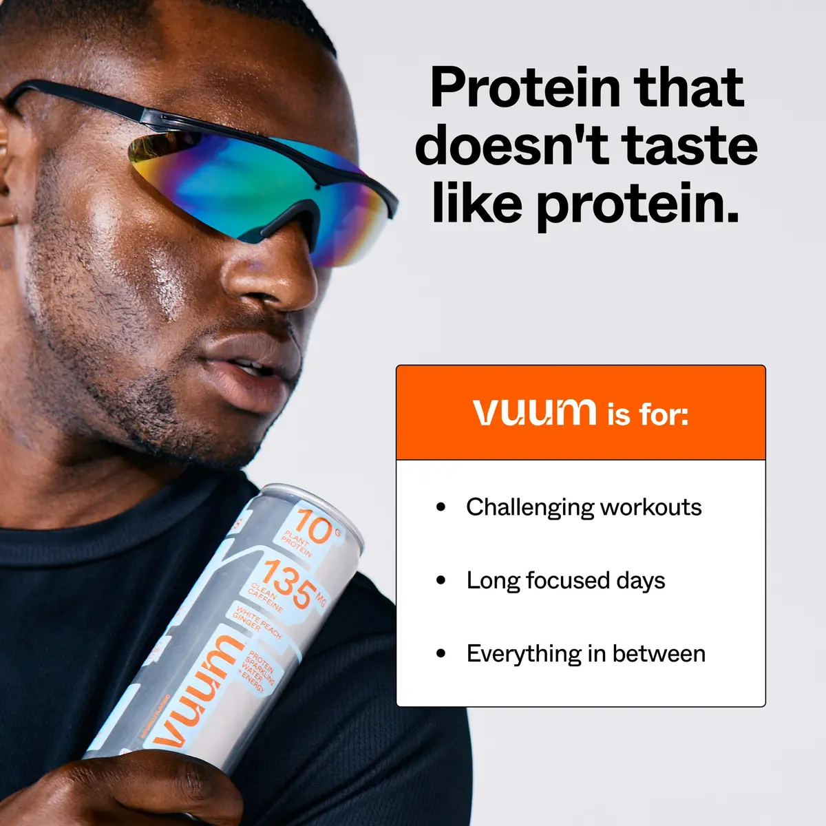 VUUM Sparkling Protein Drink, 12 Pack, White Peach Ginger | 10g Plant Protein, Sugar Free, Vegan & Keto Friendly - view 3